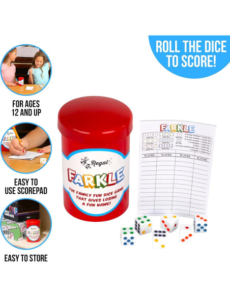 Juego de Dados Farkle Clásico Regal Games - 6 Dados de Colores