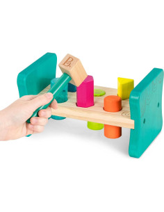 Banco de Golpes B. toys - Clasificador de Formas de Madera - 6 Formas y Martillo - Juguete para Niños 2+ Años 2