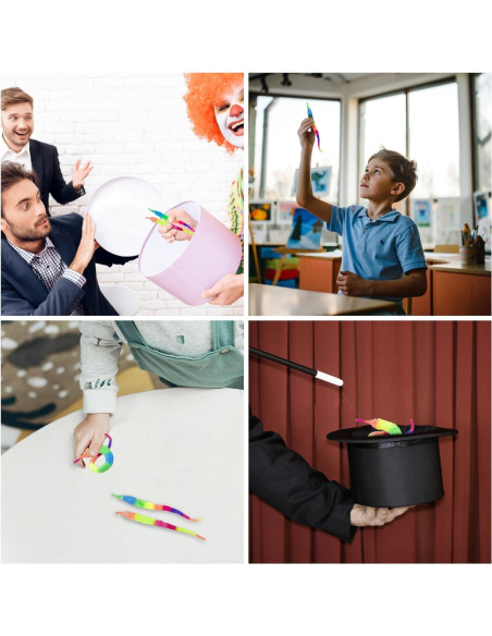 Juguetes de Gusano Difuso SHENGSEN 6 Piezas Arcoíris para Gatos