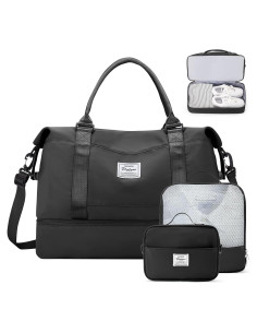 Bolsa de Viaje Duffle para Mujeres 3 Piezas Negra 47x37x20 cm