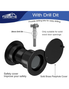 Mirador de Puerta TSMIMTS Latón Sólido 220 Grados HD Negro Mate 2