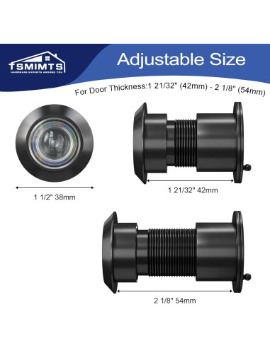 Mirador de Puerta TSMIMTS Latón Sólido 220 Grados HD Negro Mate
