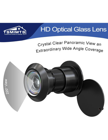 Mirador de Puerta TSMIMTS Latón Sólido 220 Grados HD Negro Mate