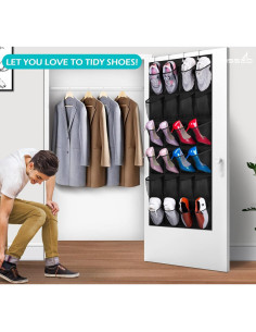Organizador de Zapatos para Puerta MISSLO 24 Bolsillos Malla Negro 2