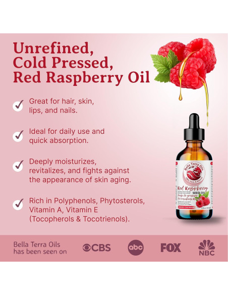 Aceite de Semilla de Frambuesa Roja Bella Terra 118ml - Antioxidante