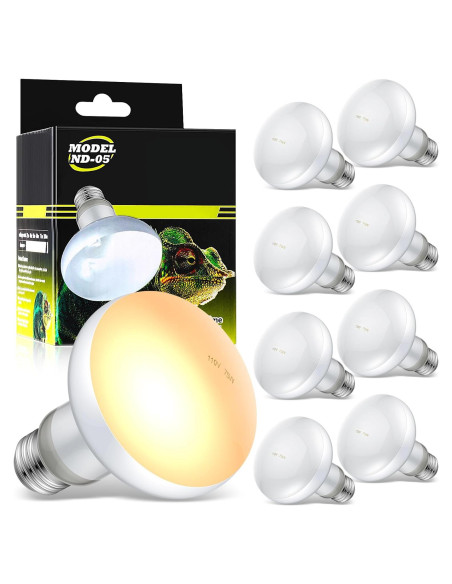 Tarpop Bombillas de Calor UVA para Reptiles 75W - 8 Pcs
