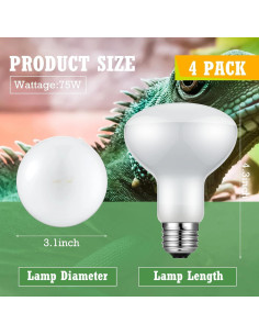 Tarpop Bombillas de Calor UVA para Reptiles 75W - 8 Pcs 2