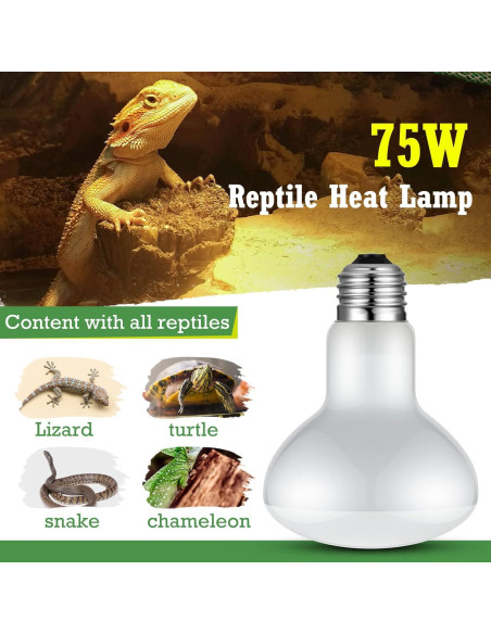 Tarpop Bombillas de Calor UVA para Reptiles 75W - 8 Pcs