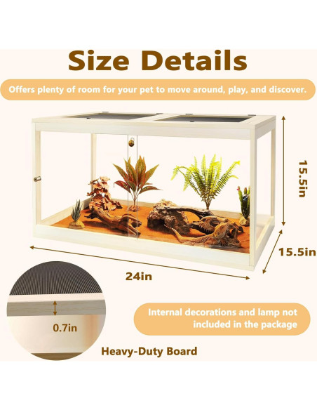 Terrario para reptiles Prolee 102L Roble 61cm con malla