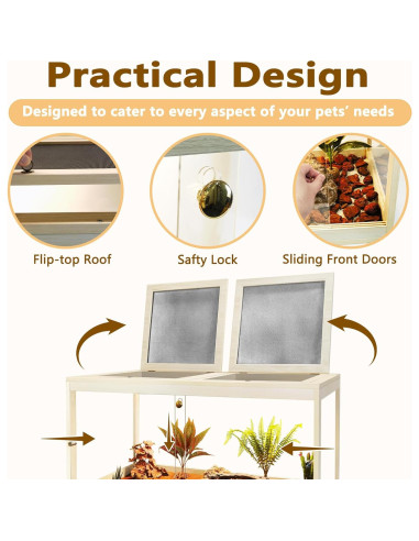 Terrario para reptiles Prolee 102L Roble 61cm con malla