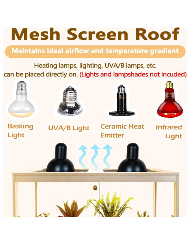 Terrario para reptiles Prolee 102L Roble 61cm con malla