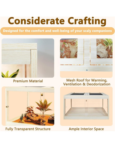 Terrario para reptiles Prolee 102L Roble 61cm con malla