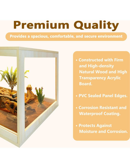 Terrario para reptiles Prolee 102L Roble 61cm con malla