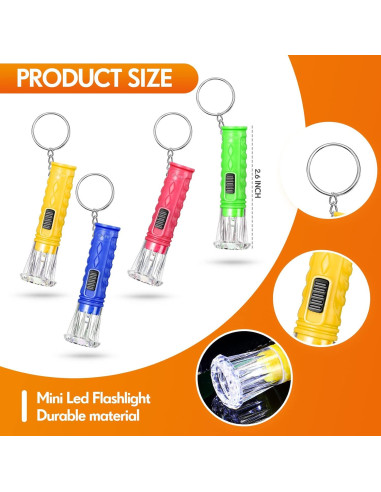 100 Mini Linternas Llavero LED Jexine Colores Asortidos