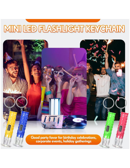 100 Mini Linternas Llavero LED Jexine Colores Asortidos