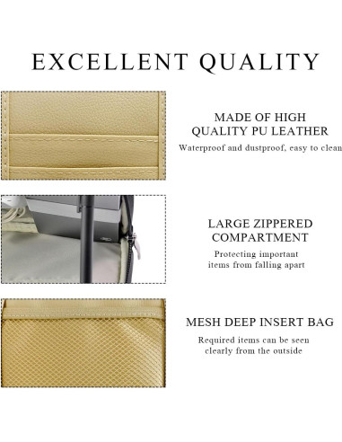 Organizador de Visera de Coche DXNQ Beige con Múltiples Bolsillos