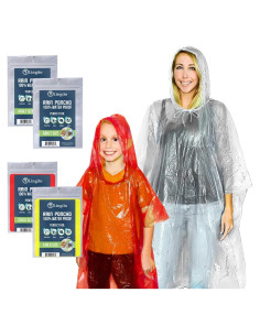 Ponchos de Lluvia Lingito - Paquete Familiar 4 Piezas Reutilizables