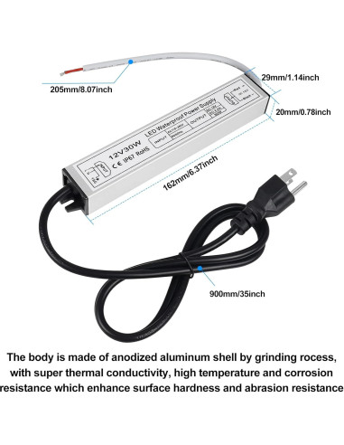 Fuente de Alimentación LED 12V 30W inShareplus IP67 Impermeable