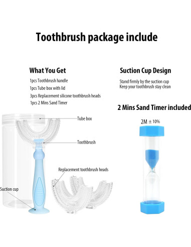 Cepillo de Dientes en U Tusiwit para Niños 6-12 Años Azul
