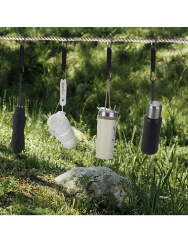 Paquete de 6 Llaveros de Paracord Negro con Clips y Carabineros