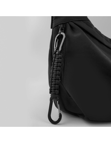 Paquete de 6 Llaveros de Paracord Negro con Clips y Carabineros