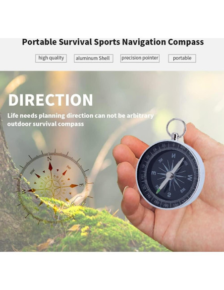 Brújula de bolsillo VGEBY para camping y senderismo - Aluminio