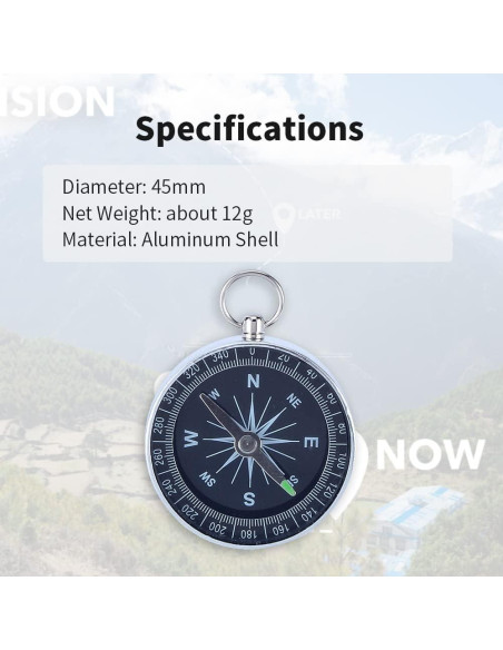 Brújula de bolsillo VGEBY para camping y senderismo - Aluminio