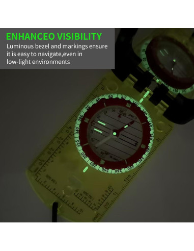 Brújula de Espejo Beileshi DC45-6E con Clinómetro y LED