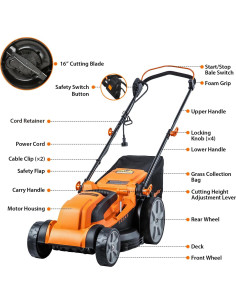 Cortadora de Césped Eléctrica LawnMaster MEB1216K 40.5 cm 12AMP 2