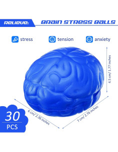 30 Bolas de Estrés Cerebral Jenaai 7 cm Alivio de Ansiedad Azul 2