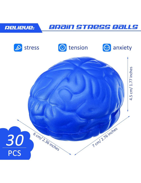 30 Bolas de Estrés Cerebral Jenaai 7 cm Alivio de Ansiedad Azul