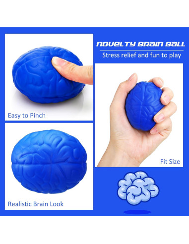 30 Bolas de Estrés Cerebral Jenaai 7 cm Alivio de Ansiedad Azul