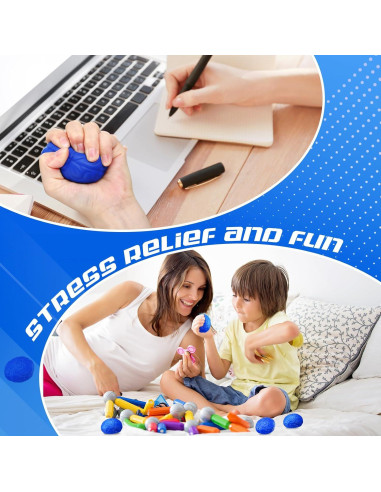 30 Bolas de Estrés Cerebral Jenaai 7 cm Alivio de Ansiedad Azul