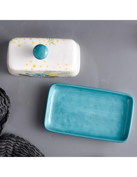 Plato de Mantequilla Wisenvoy Cerámica Floral con Tapa 17.8cm