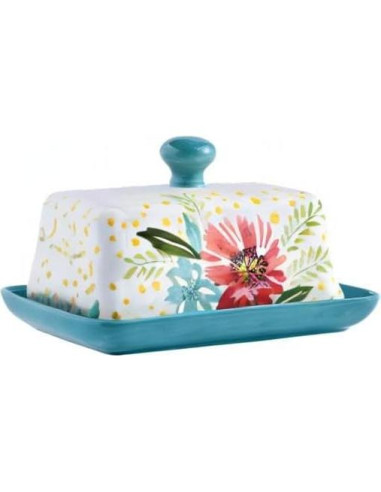Plato de Mantequilla Wisenvoy Cerámica Floral con Tapa 17.8cm