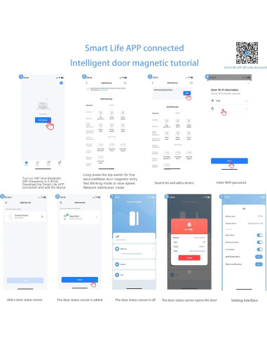 Paquete de 2 Sensores de Puerta WiFi Farylink M2 para Seguridad
