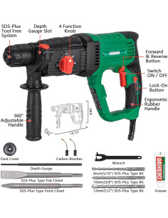 Martillo Rotativo Ligero DESHUO LD26 1050W 4 Funciones SDS-Plus 2