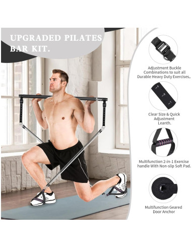 Kit de barra de pilates Bbtops con bandas de resistencia 6 en 1