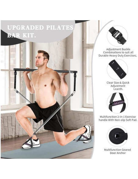 Kit de barra de pilates Bbtops con bandas de resistencia 6 en 1