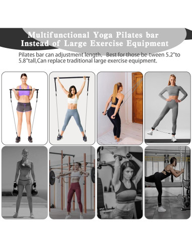 Kit de barra de pilates Bbtops con bandas de resistencia 6 en 1