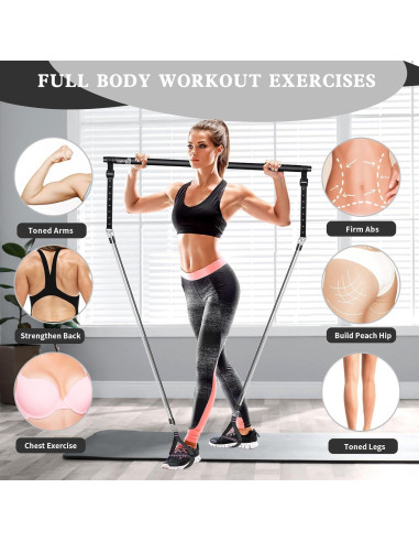 Kit de barra de pilates Bbtops con bandas de resistencia 6 en 1