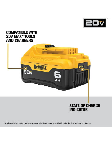Batería de Litio Ión 20V MAX Dewalt DCB206-2 6Ah 2-Pack