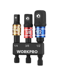 Conjunto de Adaptadores de Enchufe WORKPRO 3PCS 1/4 3/8 1/2 Pulgadas