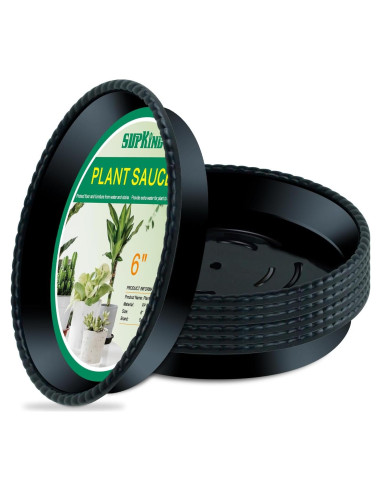 Bandejas de Goteo para Macetas SupKing 15.24 cm Negras - 6 Piezas