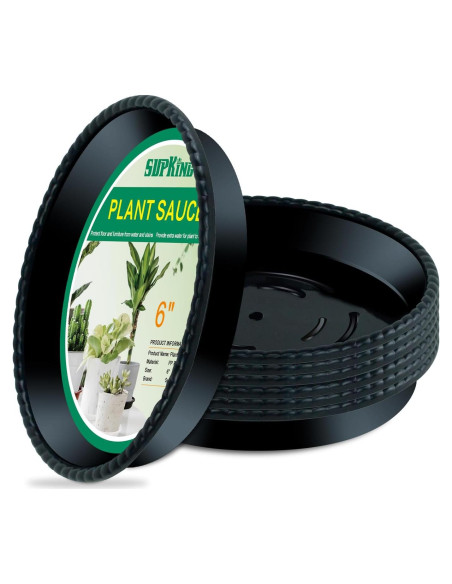 Bandejas de Goteo para Macetas SupKing 15.24 cm Negras - 6 Piezas