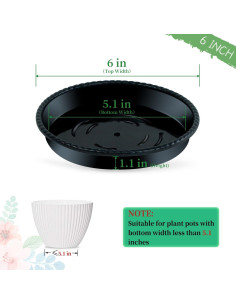 Bandejas de Goteo para Macetas SupKing 15.24 cm Negras - 6 Piezas 2