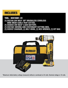 Cortador de Alambre Inalámbrico DEWALT 20V MAX XR DCE158D1 2