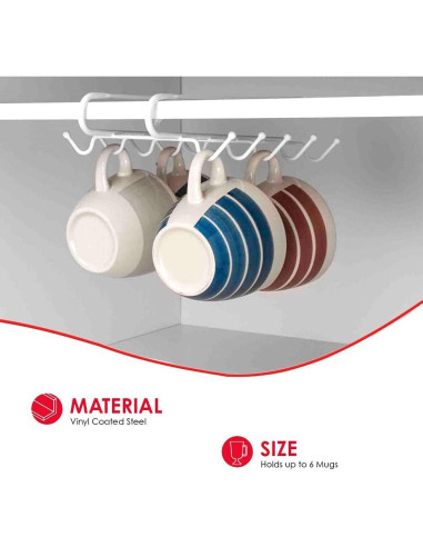 Soporte para Tazas Home Basics 10 Ganchos Organizador Blanco