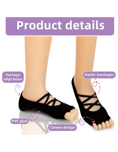 Calcetines Antideslizantes para Pilates y Yoga Mujeres 4 Pzs