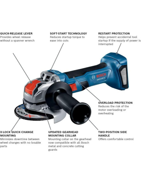 Amoladora Angular Bosch GWX18V-8N 18V X-LOCK 4.5" Sin Escobillas